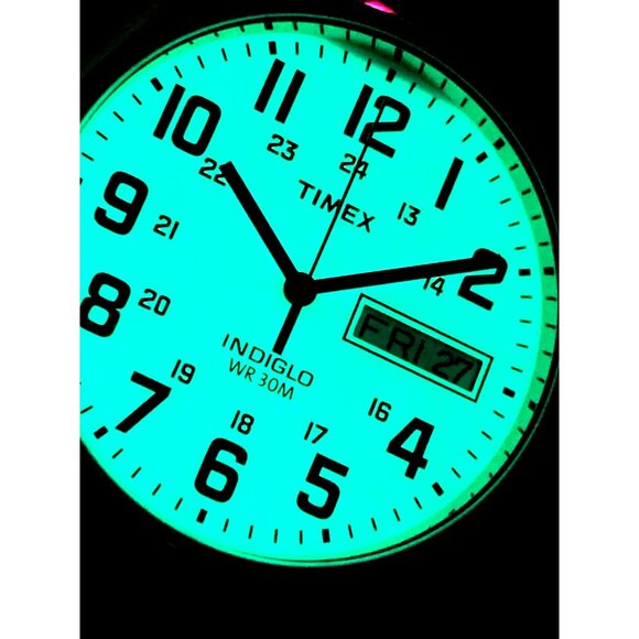 Timex Men's Watch T2N092 Indiglo White Dial Quartz Gold Tone Expansion Band 35mm - Picture 7 of 14